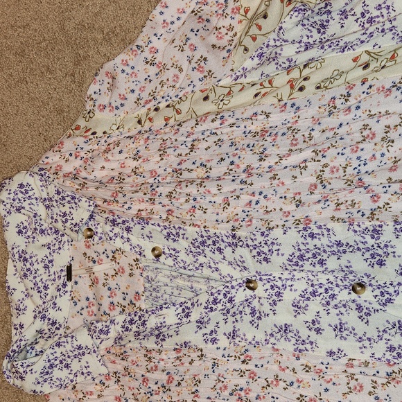 Free People Lost In You Floral Print Tunic Light White-Pink-purple Small S - Picture 7 of 7